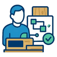 Icône gestion de projet bois – planning visuel en atelier