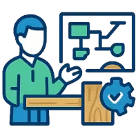 Icône formation personnalisée bois – formateur et atelier