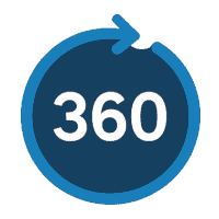 Icône vectorielle de diagnostic 360° – vision globale de l’organisation industrielle