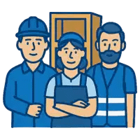 Icône équipe bois – opérateurs en atelier