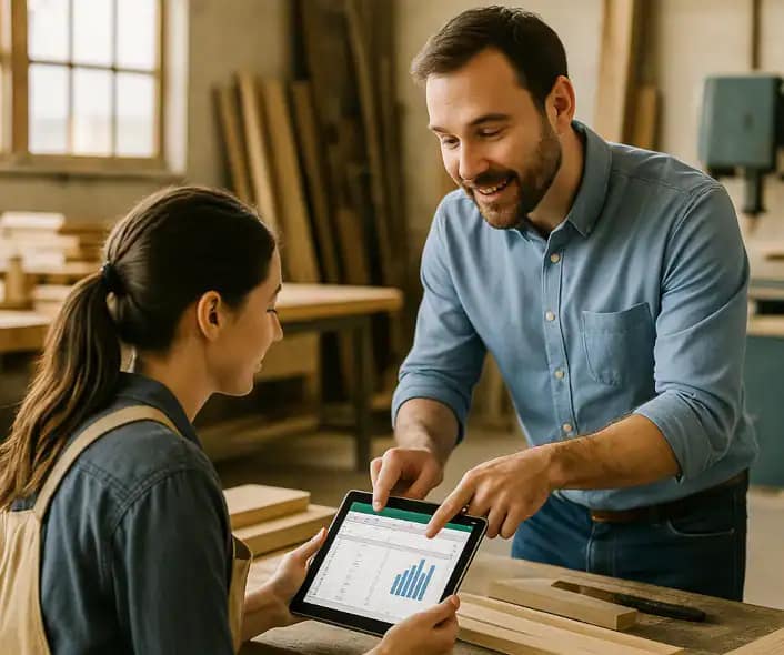 Formation Excel personnalisée en atelier bois pour opérateurs industriels